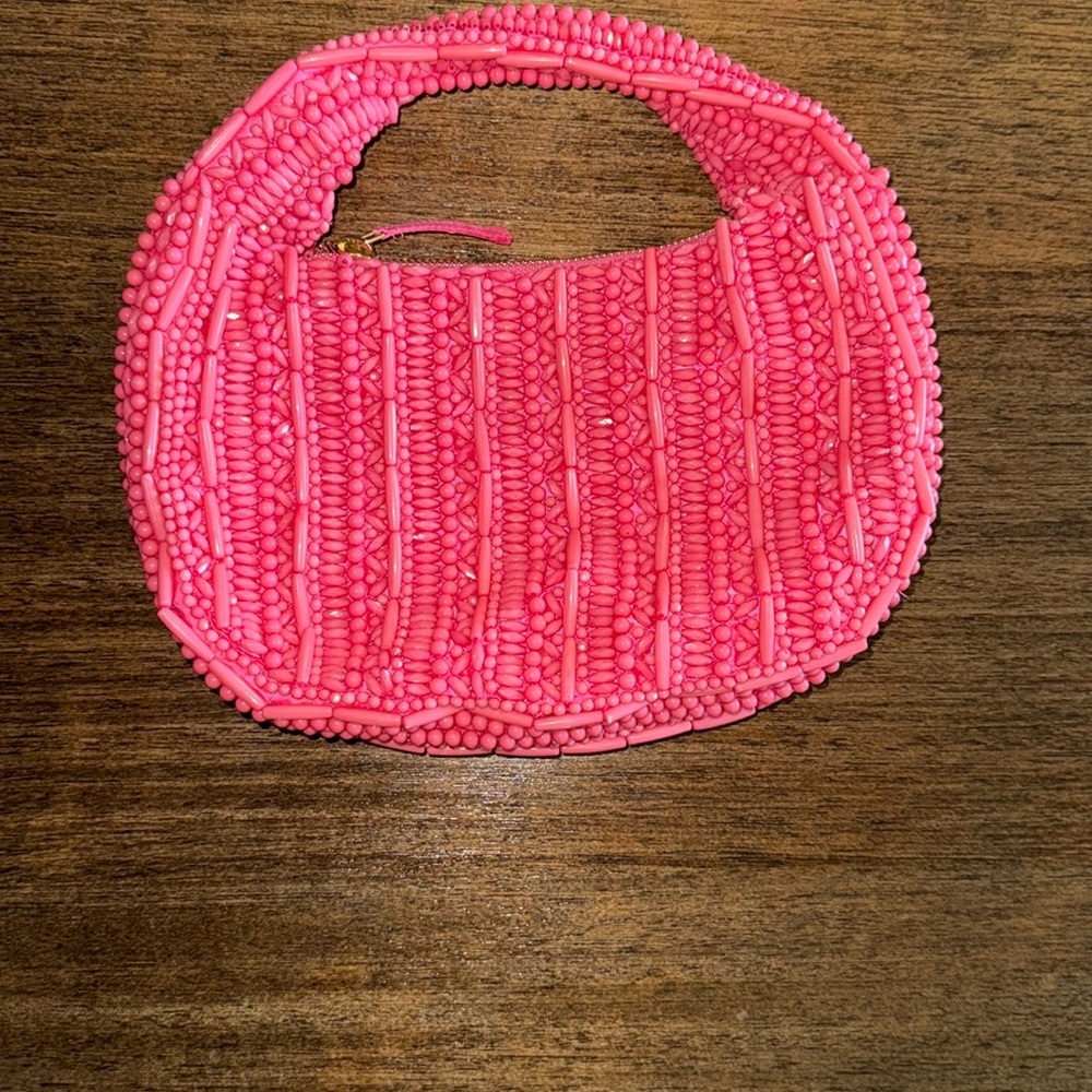 Vibrant Pink Beaded Handbag